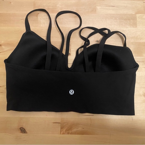 Lululemon Like A Cloud Strappy Longline Ribbed black Bra size 10 - Picture 4 of 5